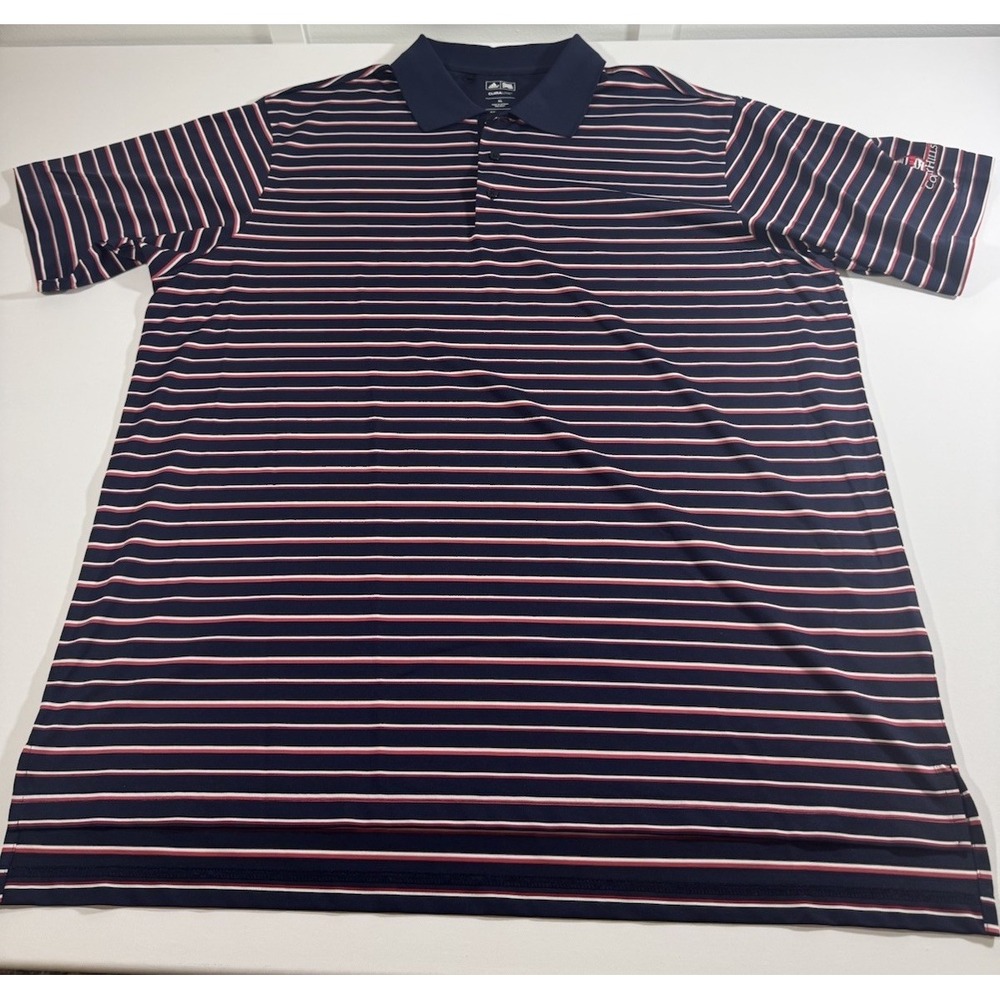 Adidas Men's Golf Polo XL Navy/red Striped ClimaLite‎